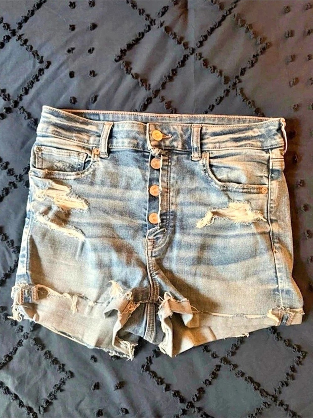 American Eagle Next Level Stretch Super High Rise Shortie Jean Shorts Size 10